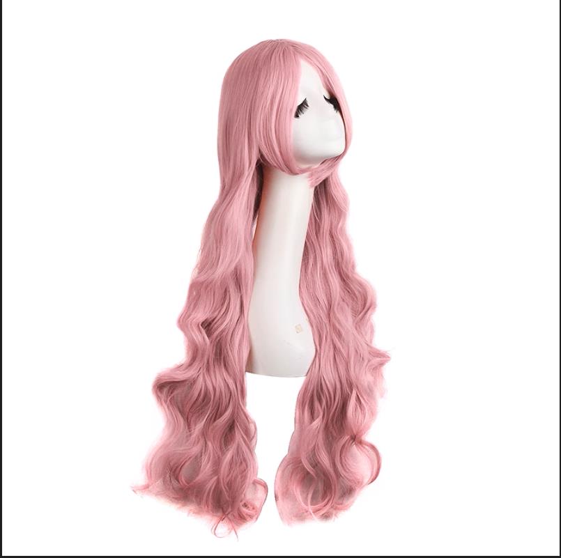 Pink Wigs With Bangs Long Wavy Pink Wigs For Women Synthetic Natural Wavy Wig Heat Resistant Colorful Wigs For Daily Party Cospl