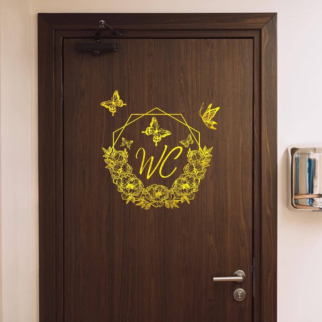 Tj9012 Kreative Bronzierung Blume Schmetterling Englische Tür Aufkleber Dekoration Badezimmer Wohnzimmer Hintergrund Selbstklebender Wandaufkleber