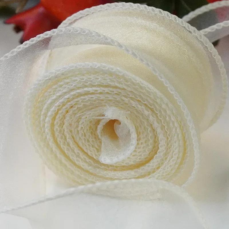 40mm Roll Sheer Chiffon Ribbon Organza Satin Ribbons for Gift Wrapping Decoration Wedding Bouquets Wreath Sewing Supplies