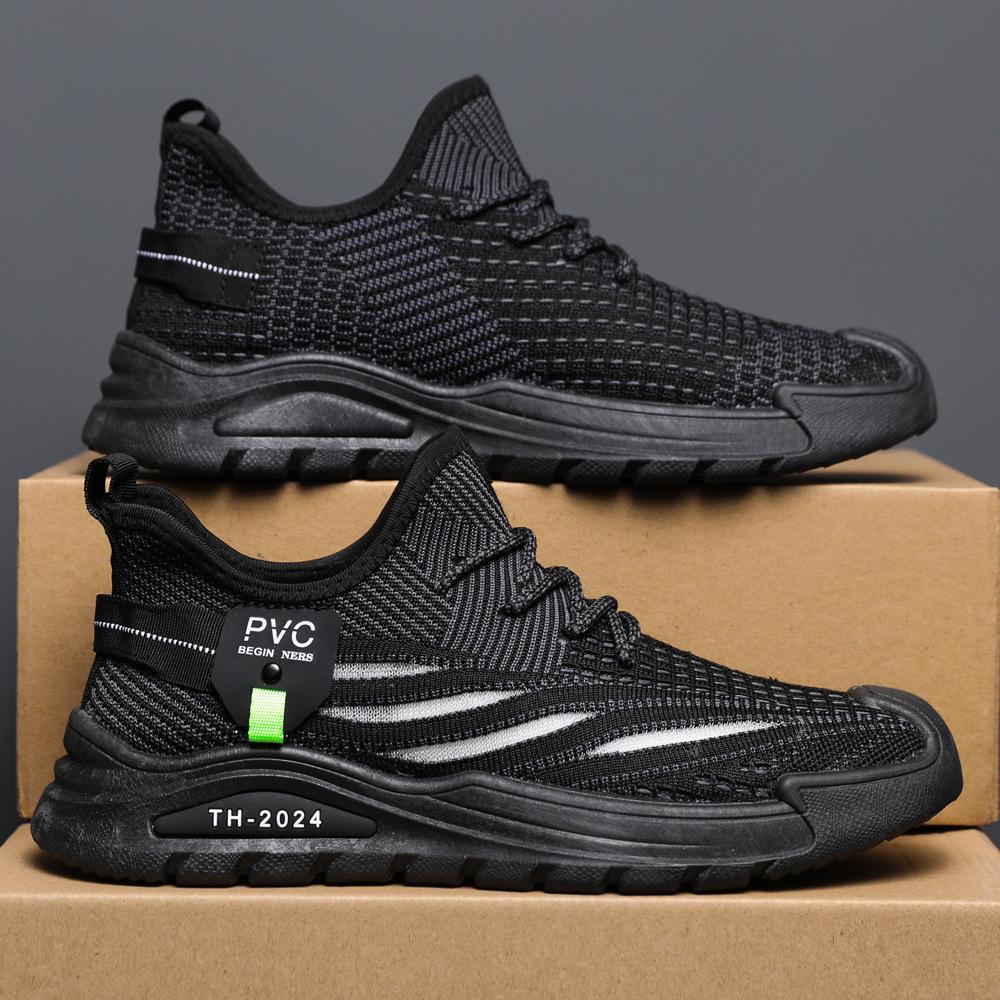 Sneakers New Men's Shoes Flying Woven Breathable Mesh Fashionable Lightweight Soft Sole Comfortable Men's Casual Running Sneakers