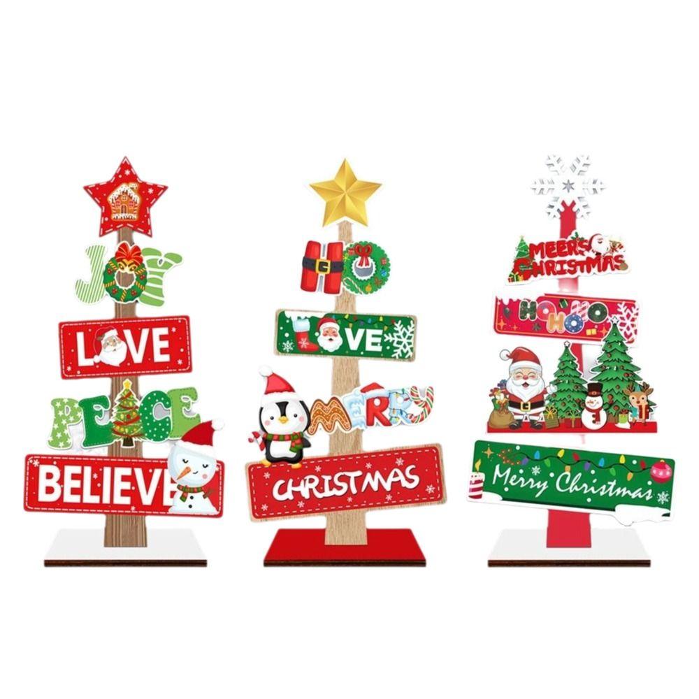 Wooden Material Wooden Xmas Tree Ornaments Welcome Sign Tree-Shaped Snowman Sign Festive Messages Themed Ornaments
