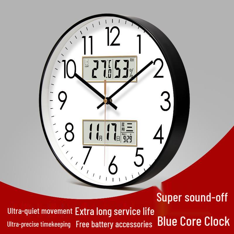 Yipula 6026 Perpetual LCD Wall Clock - Silent Dual Date Classic for Living Room