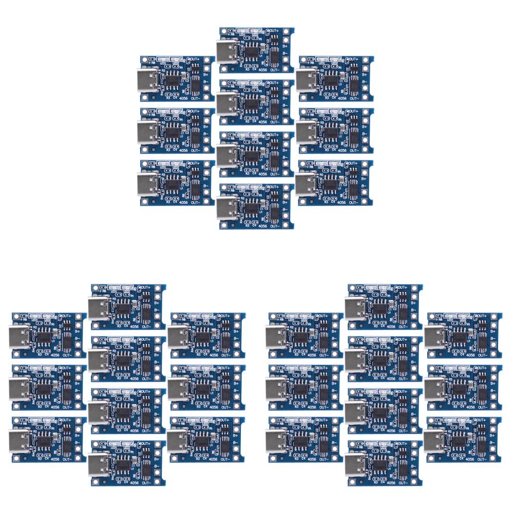 30-100pcs TP4056 Lithium Battery Charger Module 1A Portable Battery Charger Panel Type C 4.5V-5V for Lithium Batteries
