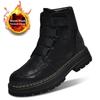 Fashion Men Chelsea Ankel Boots Winter Warm 4.5cm Thick Bottom Business Shoes Cold Weather Women With Zippers Fashion Plus Size 35-50