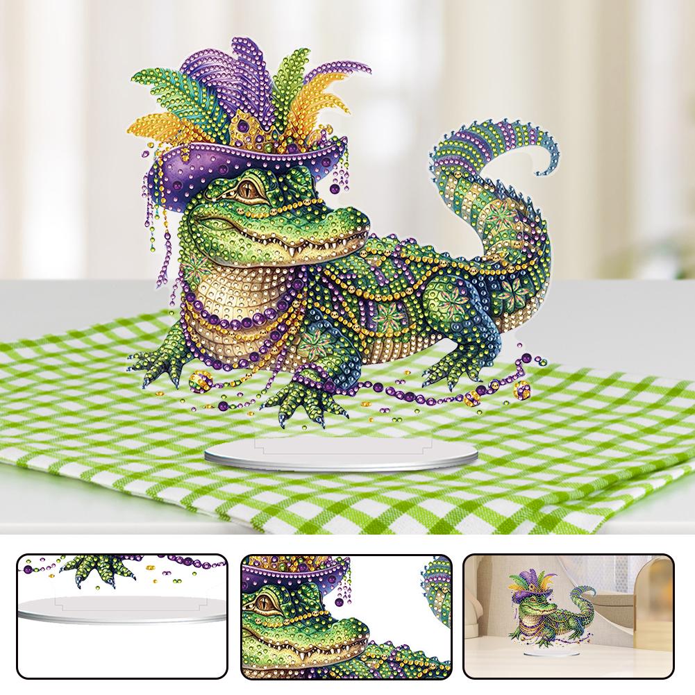 Acrylic Special Shape Carnival Alligator Diamond Painting Tabletop Ornaments Kit Table Top Diamond Painting Ornament Kits