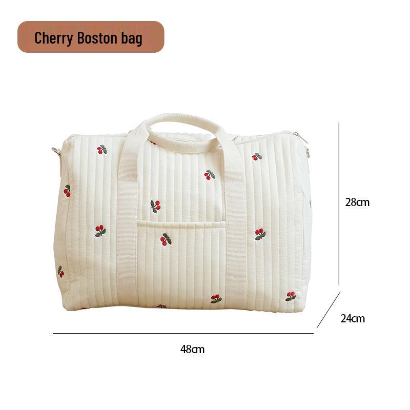 Korean Embroidered Large Capacity Travel Bag - Lightweight Handheld & Crossbody Mommy Bag