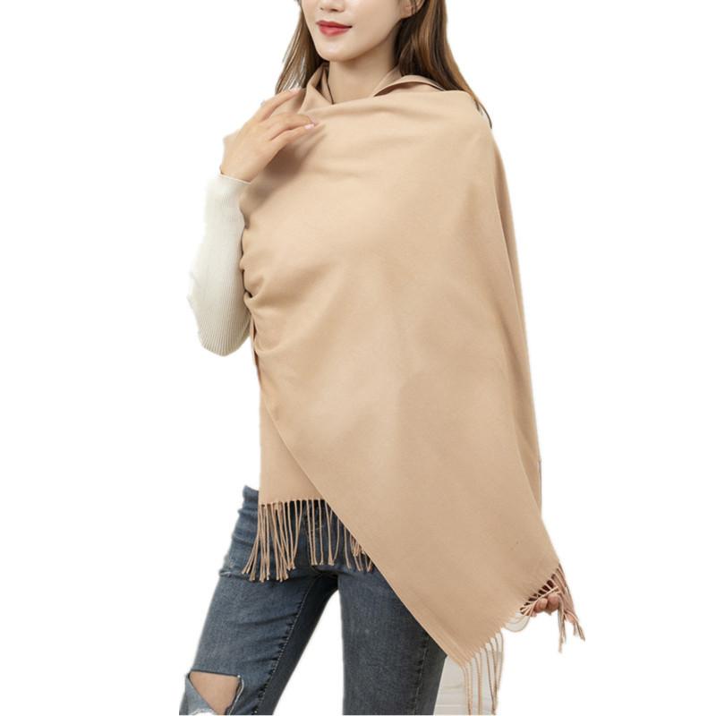 Cashmere Scarf for Women Autumn and Winter Solid Color Tassel Warm Large Shawl Men's Scarf Imitation Cashmere Winter Scarf
