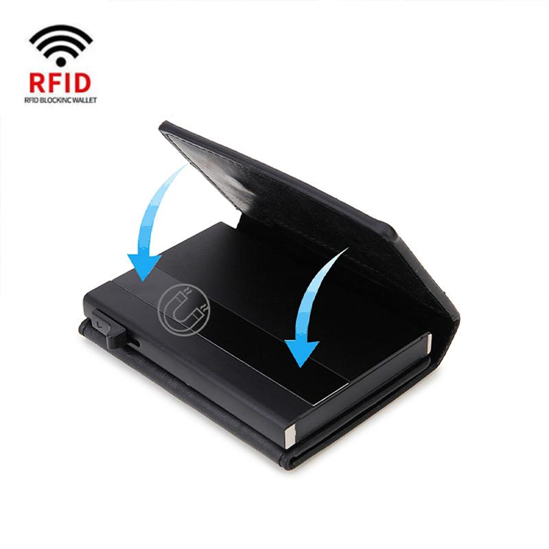 Rfid Card Holder Airtag Wallets Men Money Bag Slim Thin Women Wallets Leather Wallet For Apple Air Tag Purses Smart Black Wallet