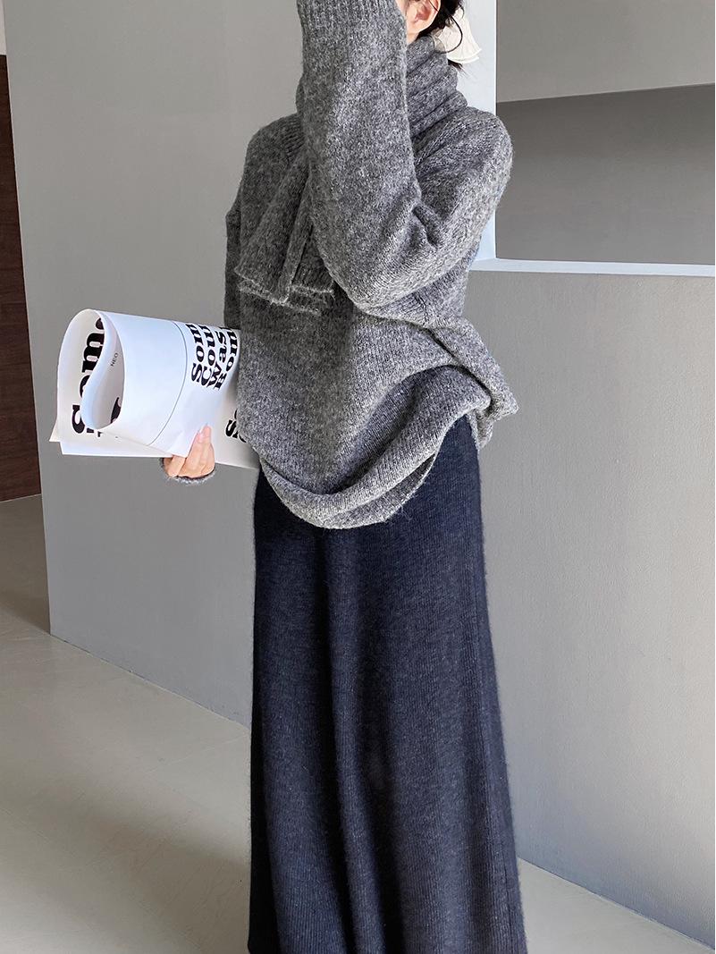 

Женский вязаный свитер-шарф с V-образным вырезом Jiangzuo Lazy God - зимняя верхняя одежда, свободный корейский стиль One Size