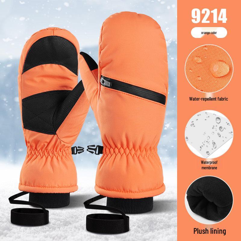 Northeast Winter Ski Gloves: Double-layer Velvet, Waterproof, Below-Zero Protection