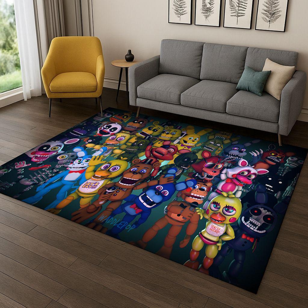 Tappeto Cartoon 3D F-FNAF per Camera da Letto Soggiorno Divano Zerbino Decorazione Casa, Tappeto Area Giochi Bambini Antiscivolo Regalo di Natale