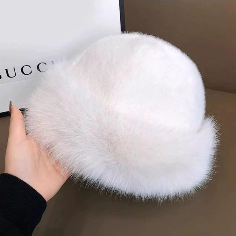 Winter New Plush Imitation Fox Bucket Hat Cold-proof Thickened Hat Imitation Leather Mongolian Warm Ear Protector Basin Hat