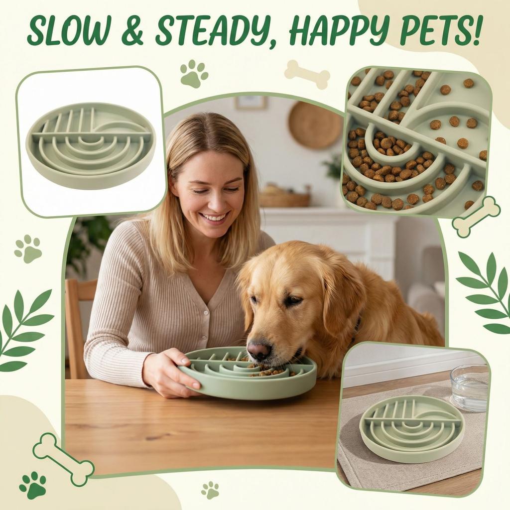 Pet General With Suction Cups Slow  Eating Bowl Feeding Pet Bowl