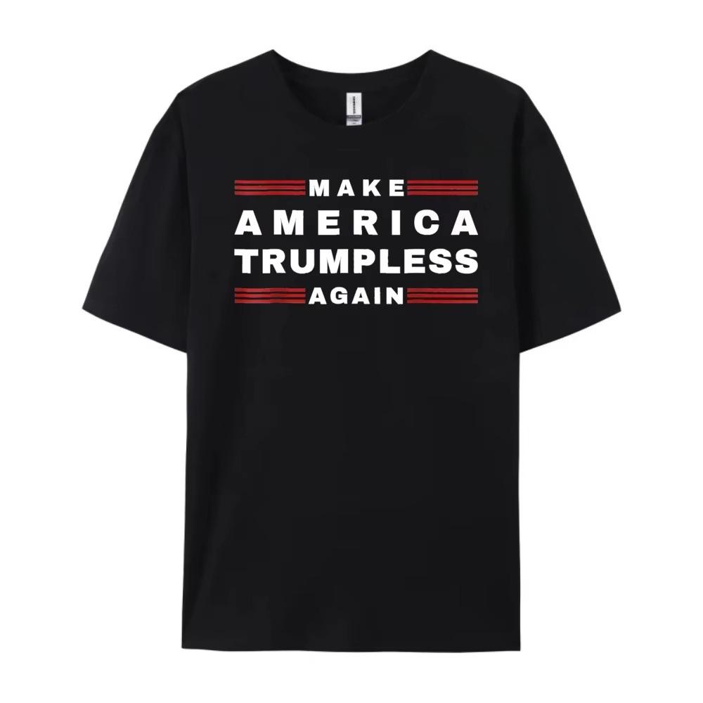 2026 New Funny Make America Trumpless Again Print Tshirt Men and Women Short Sleeved Tops Tshirts Mens Cotton Tee M