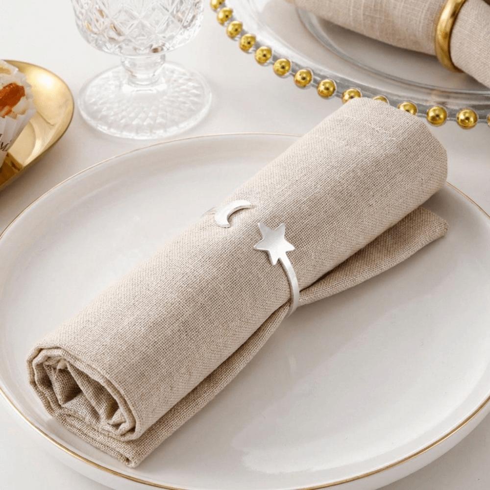 6PCS Gold/Silver Star Napkin Buckle Modern Table Napkin Holder Serviette Ring  Table Setting