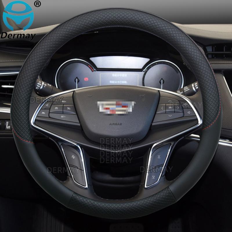 100% DERMAY Brand for Cadillac ATS XT4 XT5 XT6 CTS CT4 CT5 CT6 Car Steering Wheel Cover Microfiber Leather Auto Accessories