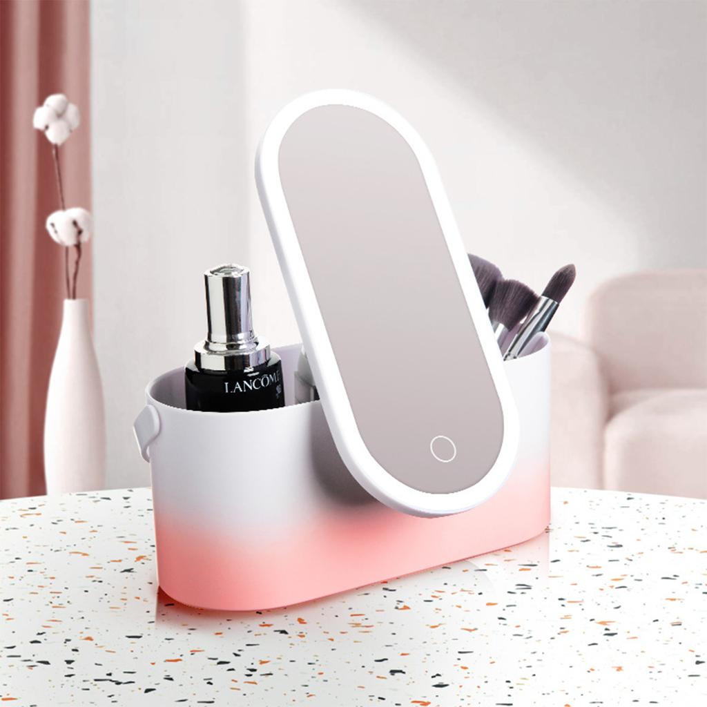 LED makeup mirror with light and storage dressing mirror outdoor travel storage box mirror