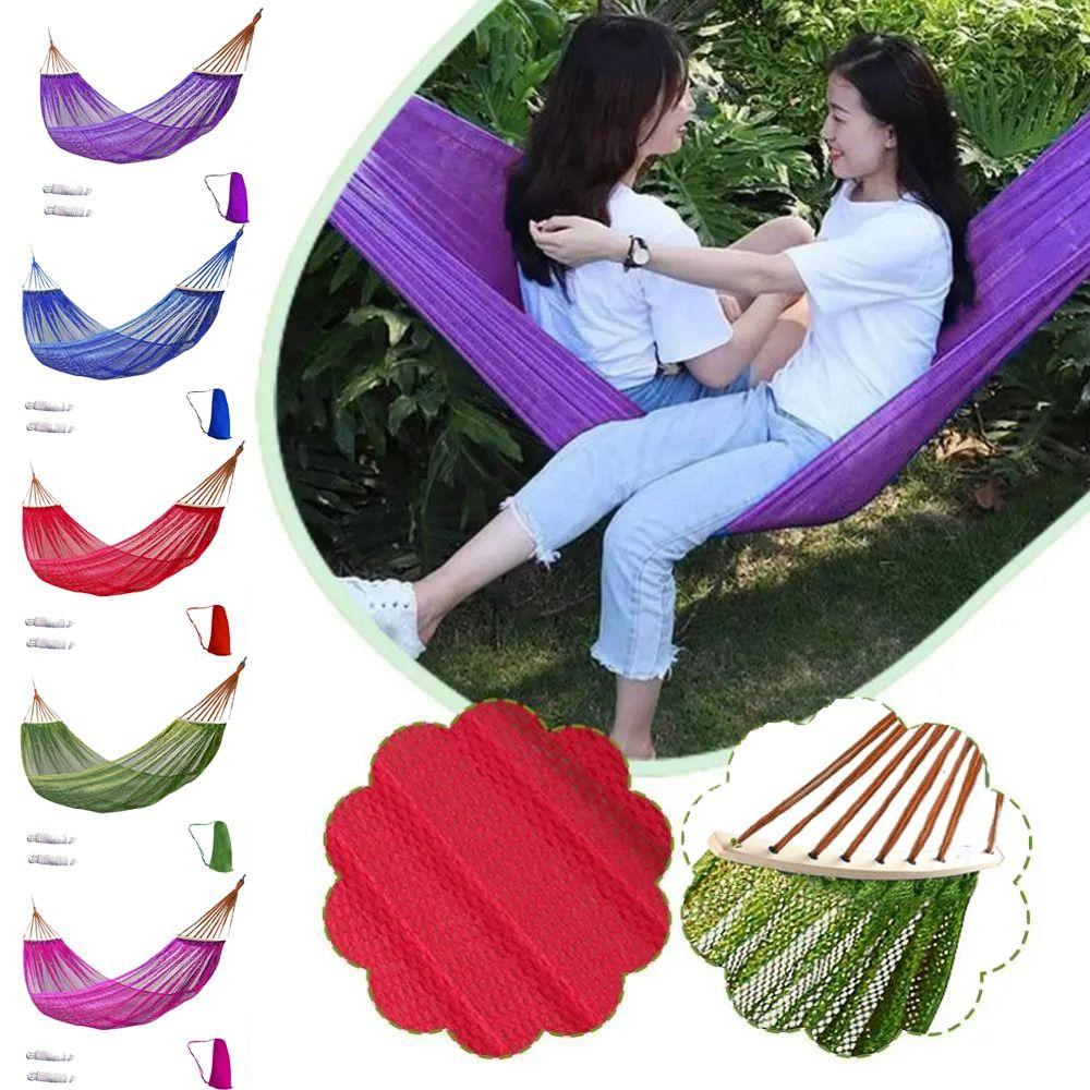 Ice Silk Mesh Outdoor Swing Hammock Curved Rod Hanging Swing Camping Mesh Hammock Outdoor