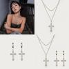 Cross Necklace Set For Women With Pearl Chain And Gemstone Pendant For Style Jewelry