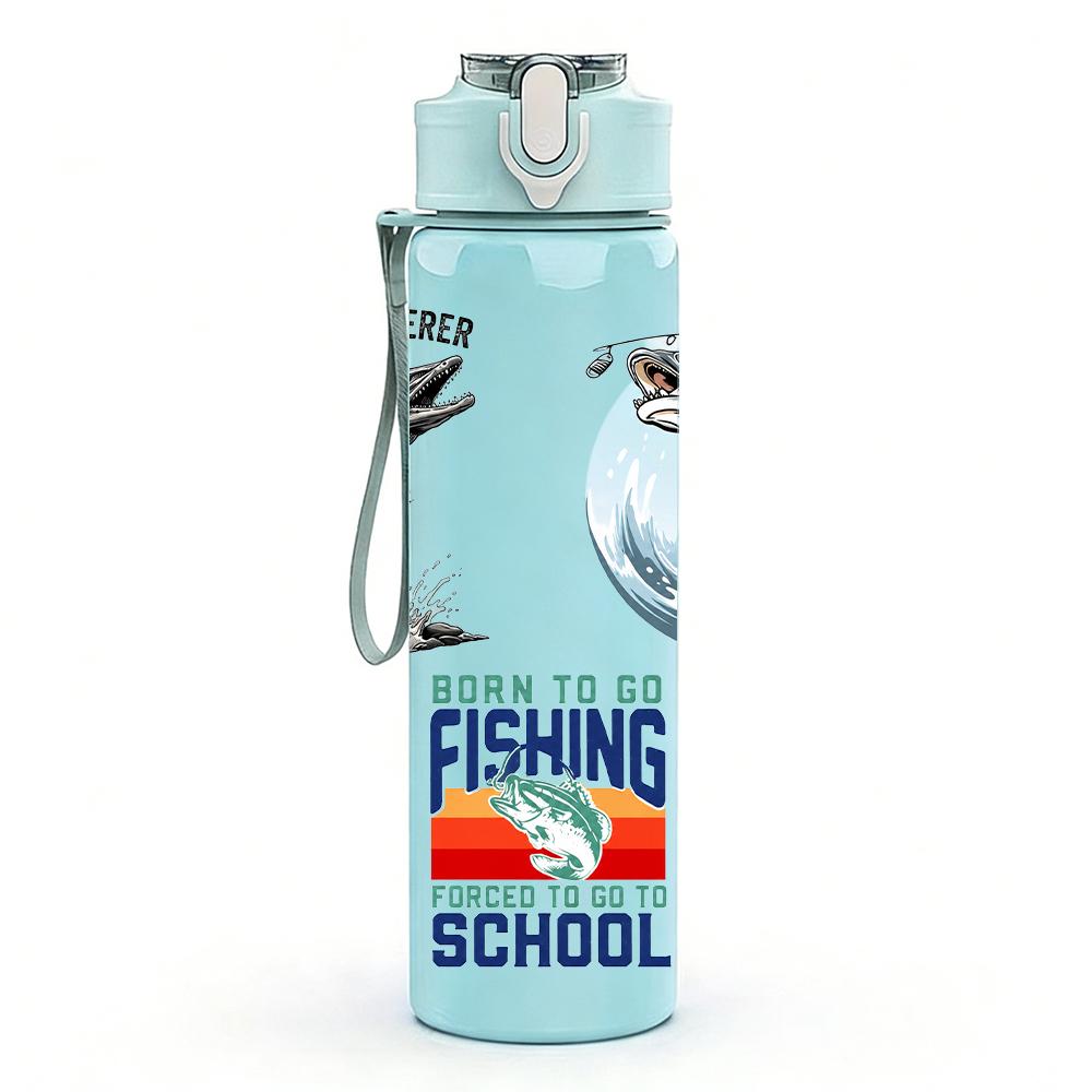 1PC Dual Fish Fishing School Graphic 750ml Color Plastic Water Bottle Leakproof Flip Straw Lid For Sports Office Home Use