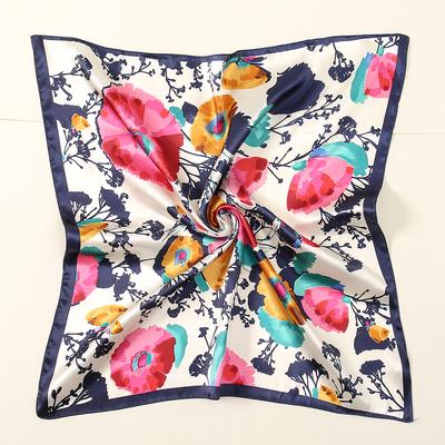 Pañuelo Cuadrado de Seda Floral de Lujo 60*60cm para Mujer Pañuelo Suave de Satén Cinta para el Cabello Pañuelo de Cuello Hijab para la Cabeza Cinta para la Cabeza Foulard Cinta para Bolso