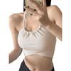 Stripes Halterneck Yoga Clothes Sling Tops Sexy Bandeau
