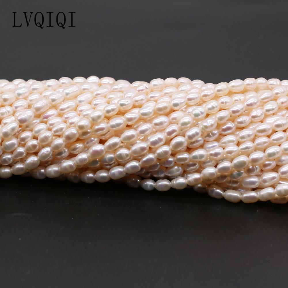 Natural Freshwater Pearl Beaded High Quality Rice Pearls Punch Loose Beads For Making Jewelry DIY Bracelet Necklace Accessories