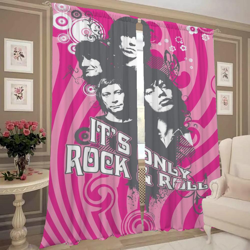 Kjøkkengardiner til stue 2 stk Mørkleggingsgardiner Dørgardin The R-rolling S-stones Skillevegg Soveromsdekorasjon