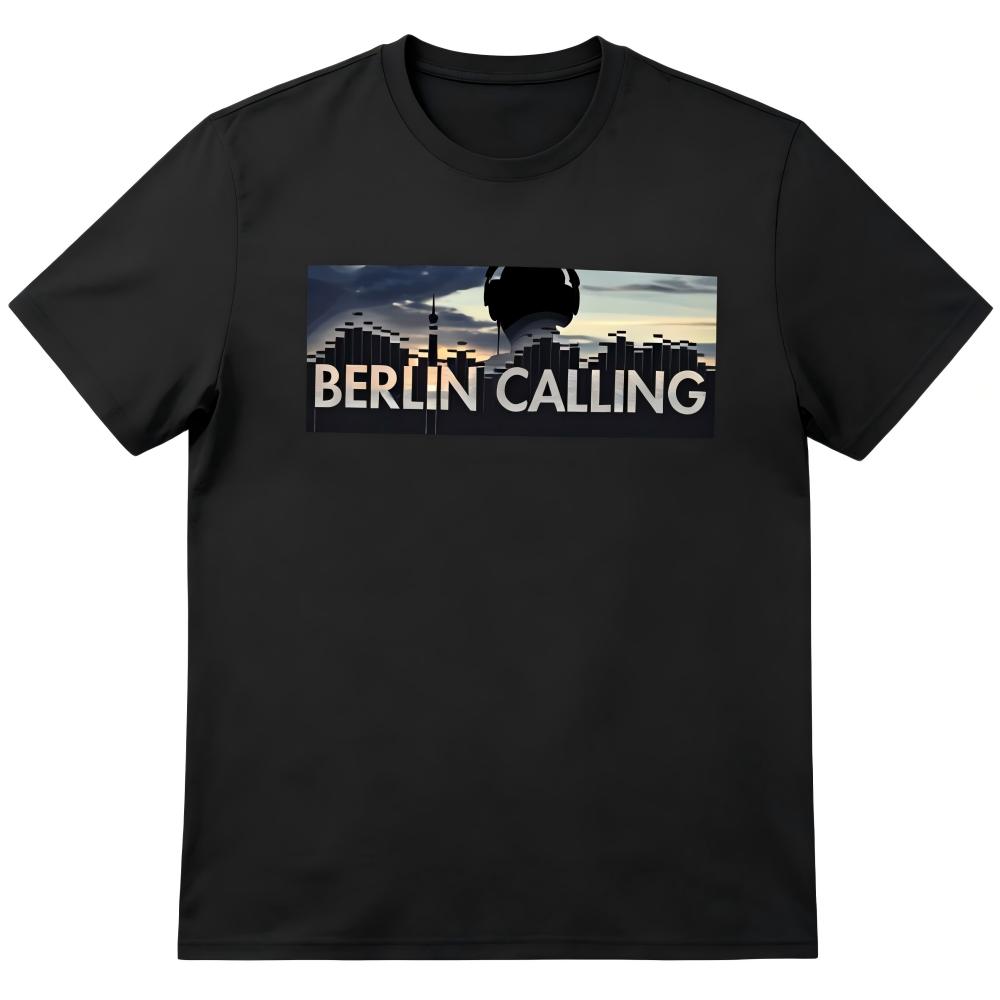 Berlin Calling City Skyline Music T-Shirt
