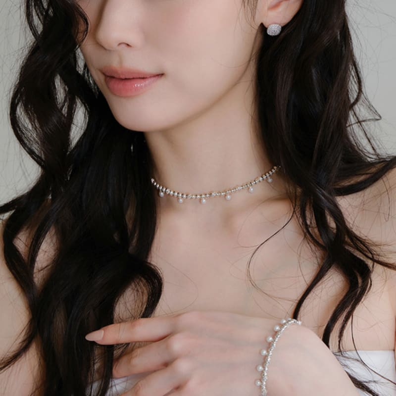 

reve pearl & DQ round bangle bracelet Gold