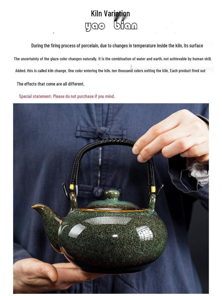 Jian Zhan Tianmu Glaze Ceramic Teapot, Large-Capacity Single-Handle Gongfu Tea Brewer