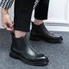 Luxury British Brogue Thick Work Chelsea High Top Casual Leather Mens Designer Business Dress Shoes for Men Ankle Boots Footwear