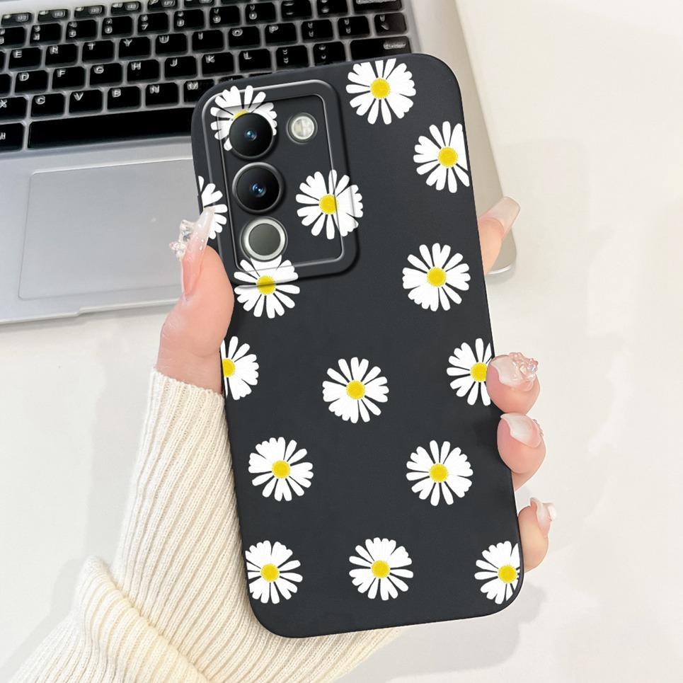 

Liquid Silicone Bumper For Vivo V29e V29 Pro Shockproof Cover For Vivo V2317 VivoV29 5G Case Fashion Daisy Flower Back Cover Vivo V29e