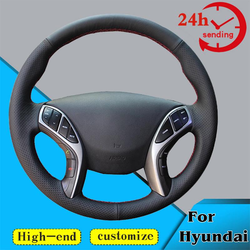 Car Steering Wheel Braid Cover 100% Fit For Hyundai Elantra 2011-2018 Avante i30 2012-2018 Car Accessories Steering Wrap