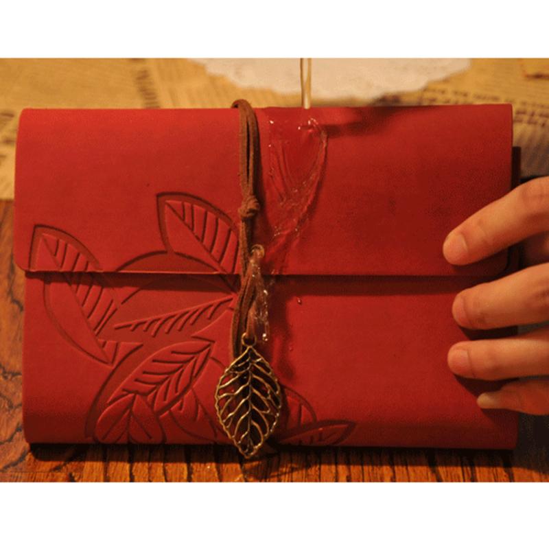Retro Leaf Notebook School Office Stationery Diary Notepad Literature PU Leather Note Book Traveler Journal Planners Gifts