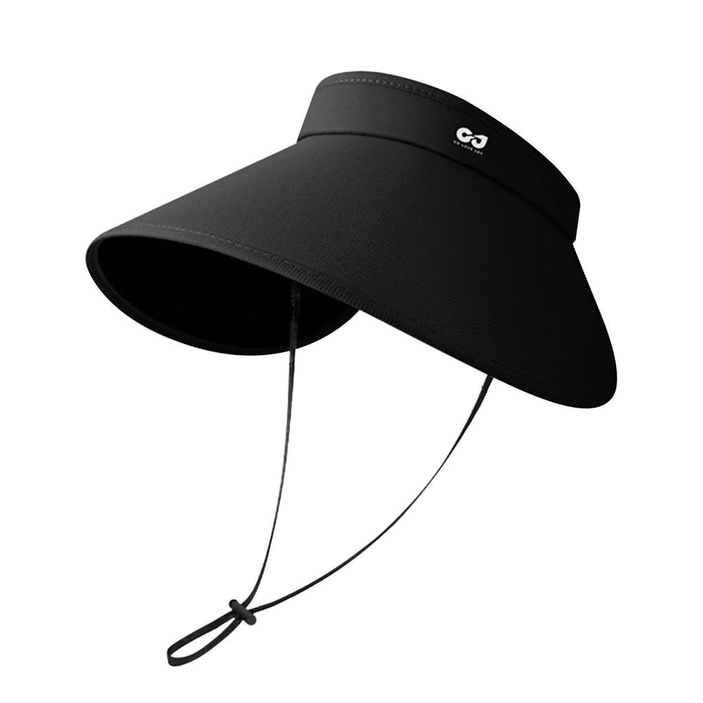 Sun UV Wide Small Face UV Sweat Quick Chin Fly Sun Adjustable Black [ZVCXOE] Women's Visor, Protection, Cap, Brim, Effect, Hat, Protection, Absorbent,