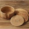 Zerolife-Natural Woven Rattan Cup Coaster Drink Mug Pot Tea Coffee Placemat Handmade Kitchen Accessories