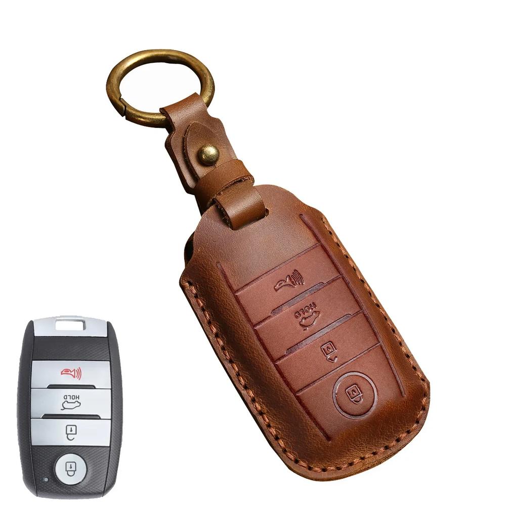 Leather 3 4 Button Car Remote Key Case Cover For Kia Sportage Cerato Optima K2 K3 K4 K5 Rio Picanto K2 Soul Sorento Ski Sedona