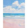 Pink Watercolor Ocean Waves Seascape Poster Oyster Shell Beach Umbrella Surfing Canvas Printing Wall Art Picture Home Decor