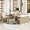 Set of 9 Pieces of Garden Sofa with Beige Poly Rattan Cushions, 2-seater Garden Sofa with Storage and 3358430