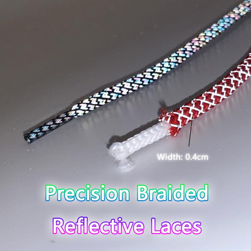 1Pair Reflective Shoelaces Quality Sneakers Shoelaces Round Laces for Shoes Diameter 0.4cm 100/120/140/160cm 1Pair Shoestrings