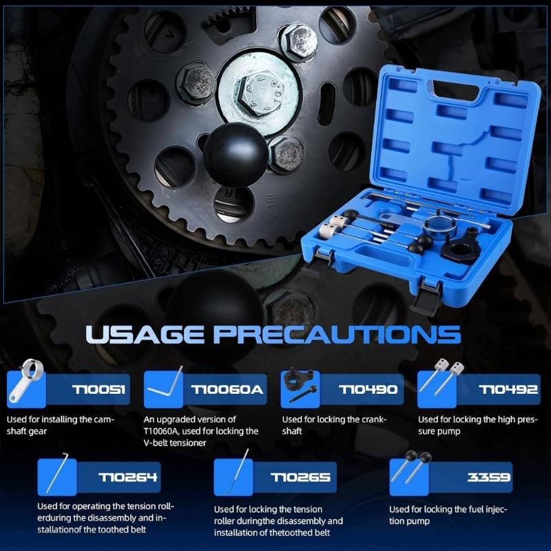 Camshaft Timing Belt Alignment Kit with Locking Fixtures, Steel Components and Carry Case for 1.9 1.6 2 Liter Common Rail Service Work