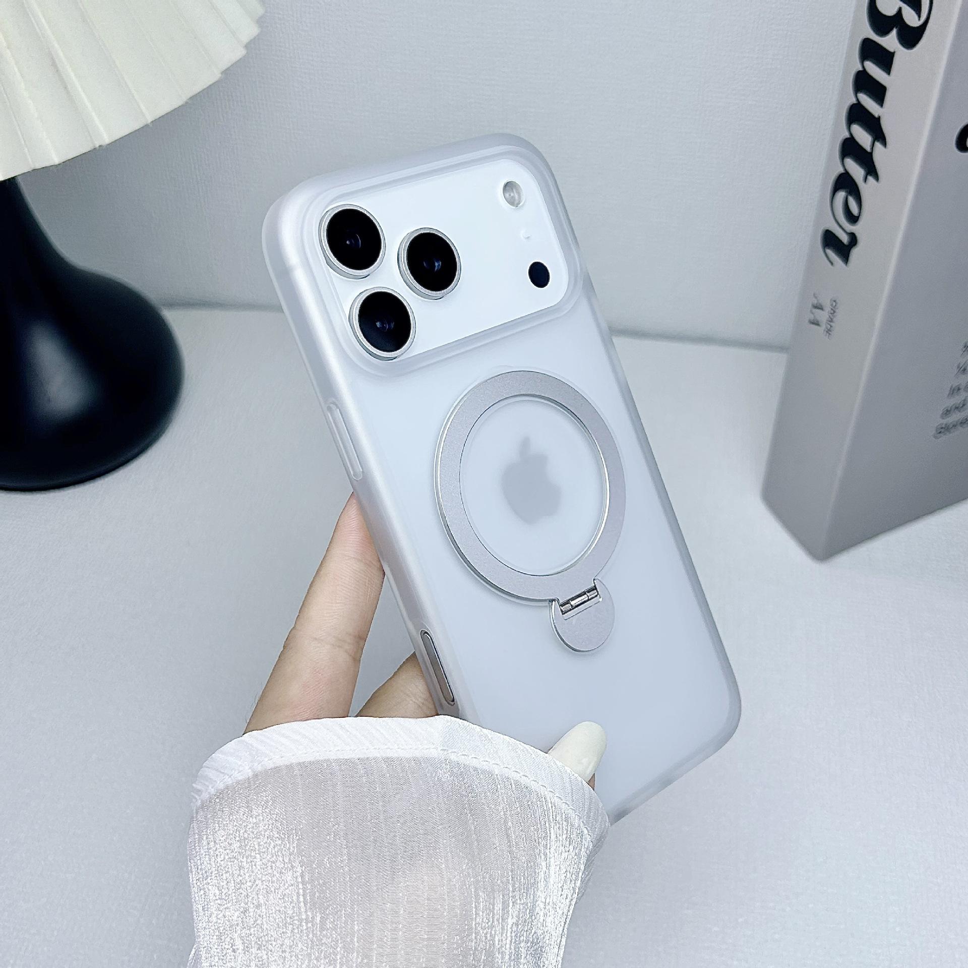 

Case For iPhone 17 Air Pro Max Non-Yellowing Magsafe Matte Frosted Anti-Scratch 360° Rotation Metal Stand Kickstand Cover Pc + tpu&iPhone17 Pro