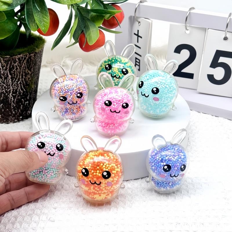2PCS Squishy Bunny Stress Relief Toys Colorful Rabbit Fidget Toys for Kids Girls Easter Basket Stuffers Soft Soothing Balls