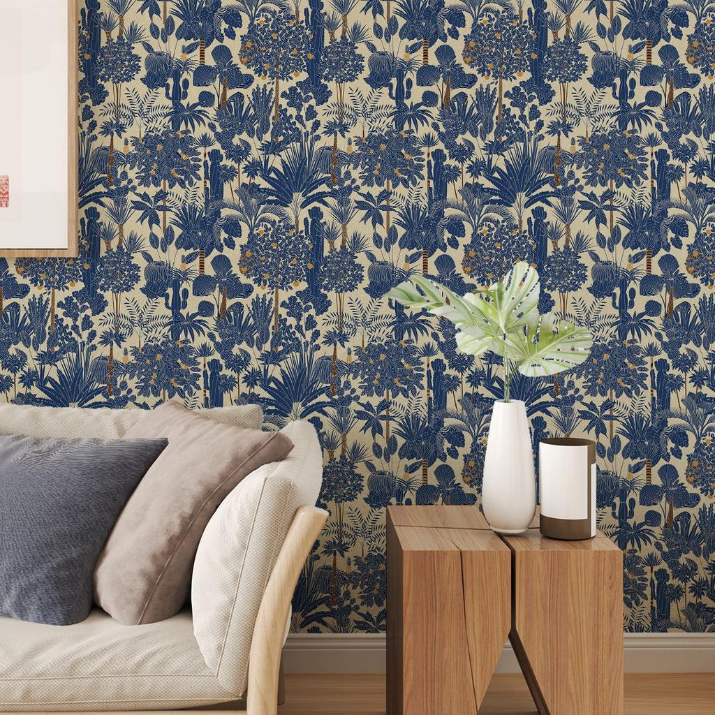 Thickened Wallpaper Self-Adhesive High-End Wall Decoration Flower Green Plant Wall Sticker Room Decoration