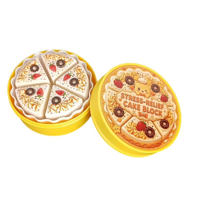 Cake-Themed Stress-Relief Button Toy Rotate Box, Artificial Cake Sensory Push Button Clicker Party Interactive Toys Gift
