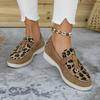 Fashion Trend Splicing Flat Shoes 2024 New Leopard Print Color Splicing Casual Versatile Breathable Sleeve Flat Shoes Zapatos De Mujer