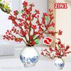Non-Toxic 2In1 Spring Festival Plum Blossom Holly Model Building Blocks Diy Eternal Flower Desktop Decor Bricks Ornament Toys