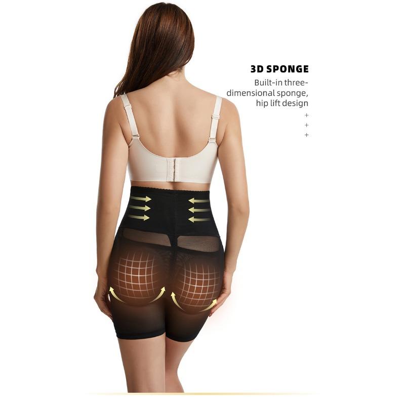 High Waist Tummy Control Shapewear Pants With Sponge Pads For Butt Lifting Hip Enhancement
