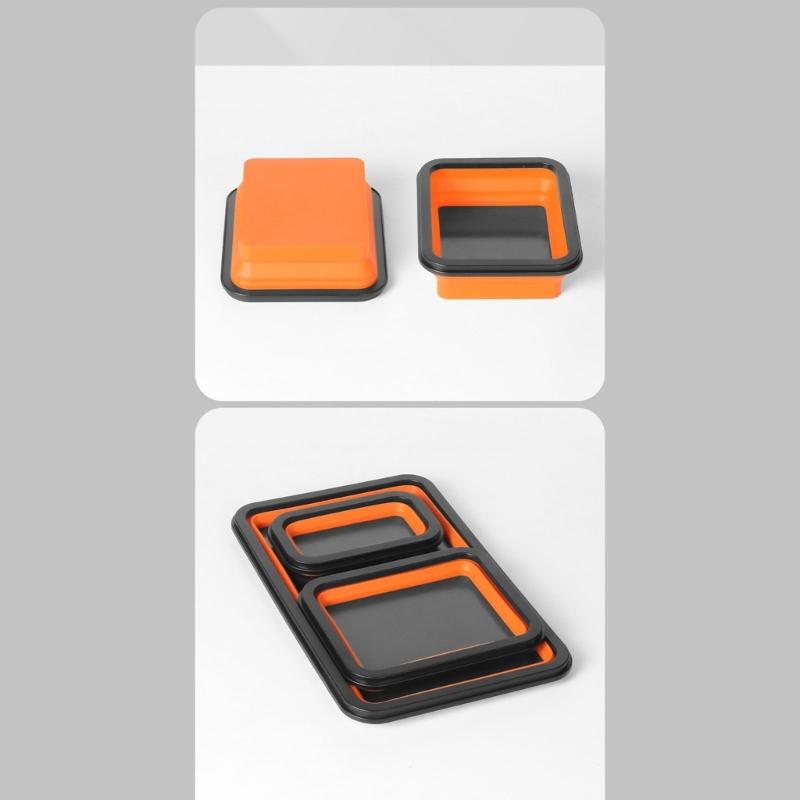 Strong Magnetic Base Silicone Parts Tray Holder Portable Foldable Toolbox For Mechanics DIY Enthusiasts